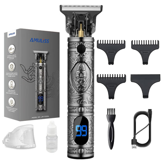 AMULISS Hair Clippers for Men Beard Trimmer Cordless Electric Shaver Razor for Men, Zero Gapped Grooming Kit Barber Clippers with LCD Display, Gift Beauty and Personal Care AMULISS