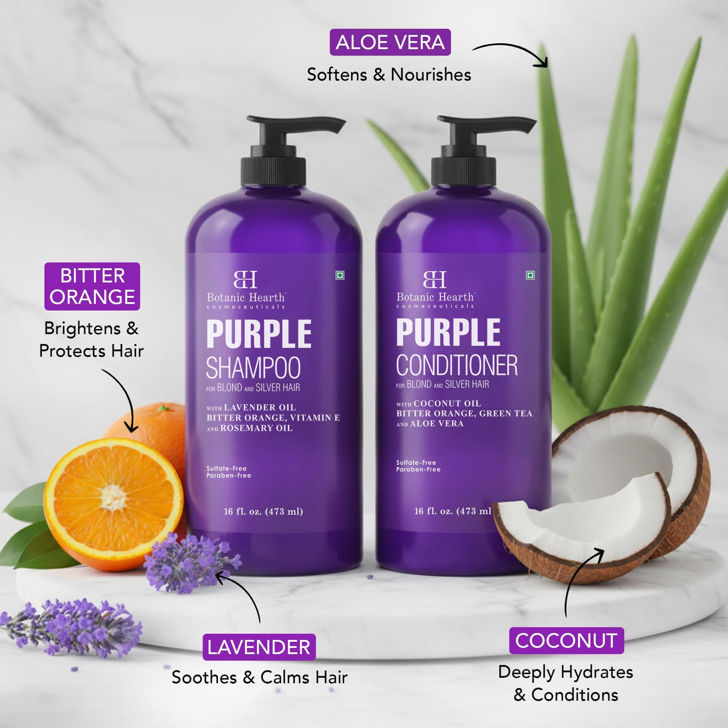 Botanic Hearth Purple Shampoo And Conditioner Set | For All Shades Of Blonde, Silver And Gray Hair | Enhances Highlights | Sulfate Free, Paraben Free Beauty and Personal Care Botanic Hearth