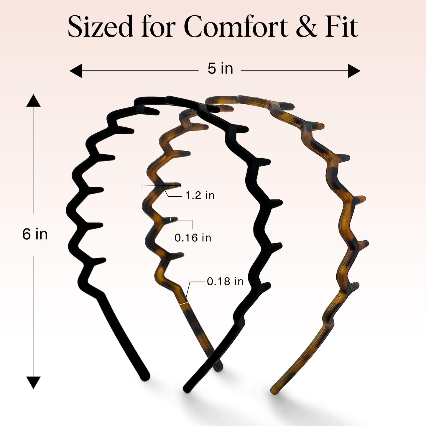 Kitsch Zig Zag Headbands for Women - Fashion Accessories for Slicked Back Styles - Comfortable Wavy Headbands | Comb Headband with Teeth - Black Beauty and Personal Care Kitsch
