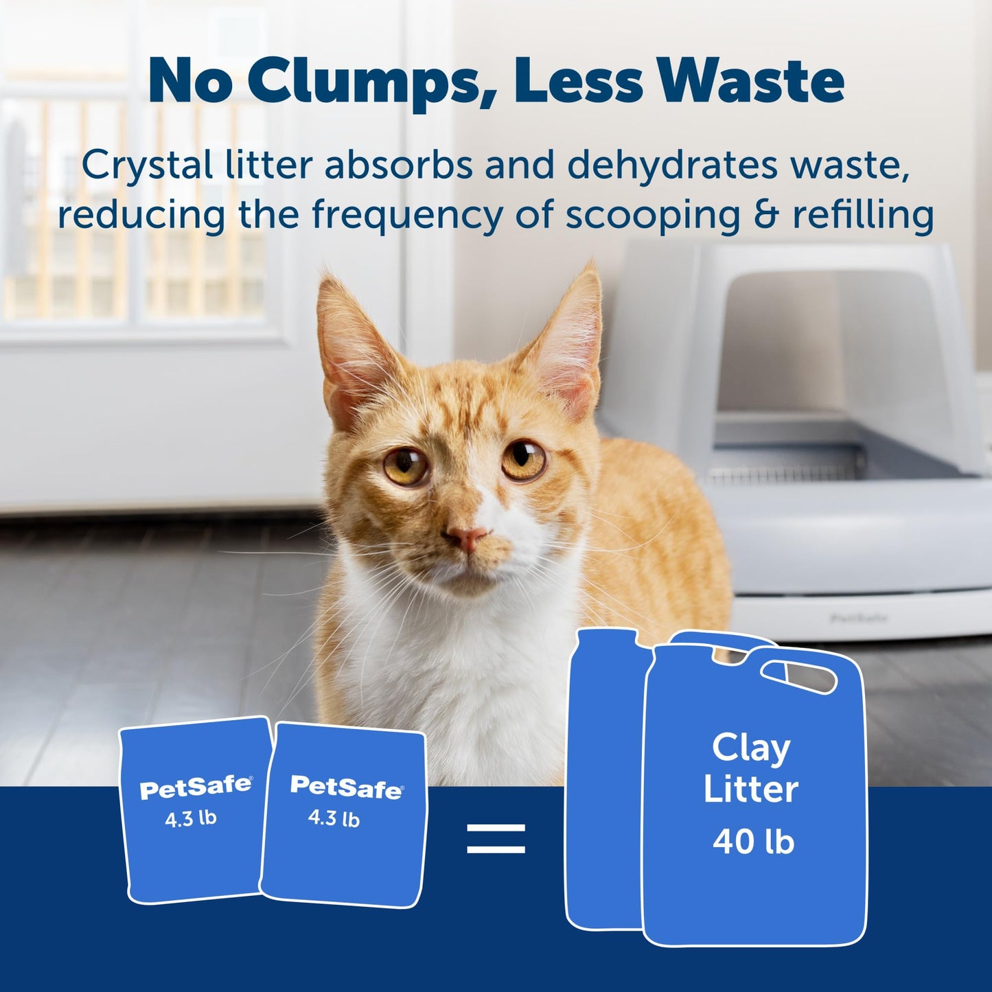PetSafe ScoopFree Crystal Cat Litter – Low Dust, Less Tracking, Non-Clumping, Long-Lasting Freshness – 8.6 lb (2 x 4.3 lb) – Original Blue