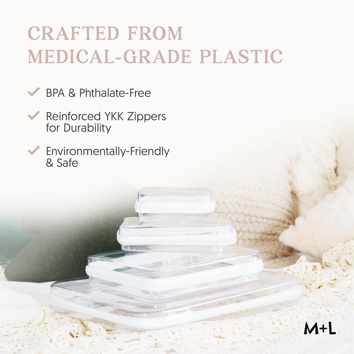 Maple & Lark Bliss Bins - Hard Sided Clear Zipper Case for Storage - Professional-Grade Plastic Clear Zipper Pencil Case, Toiletry Pouch, Travel…