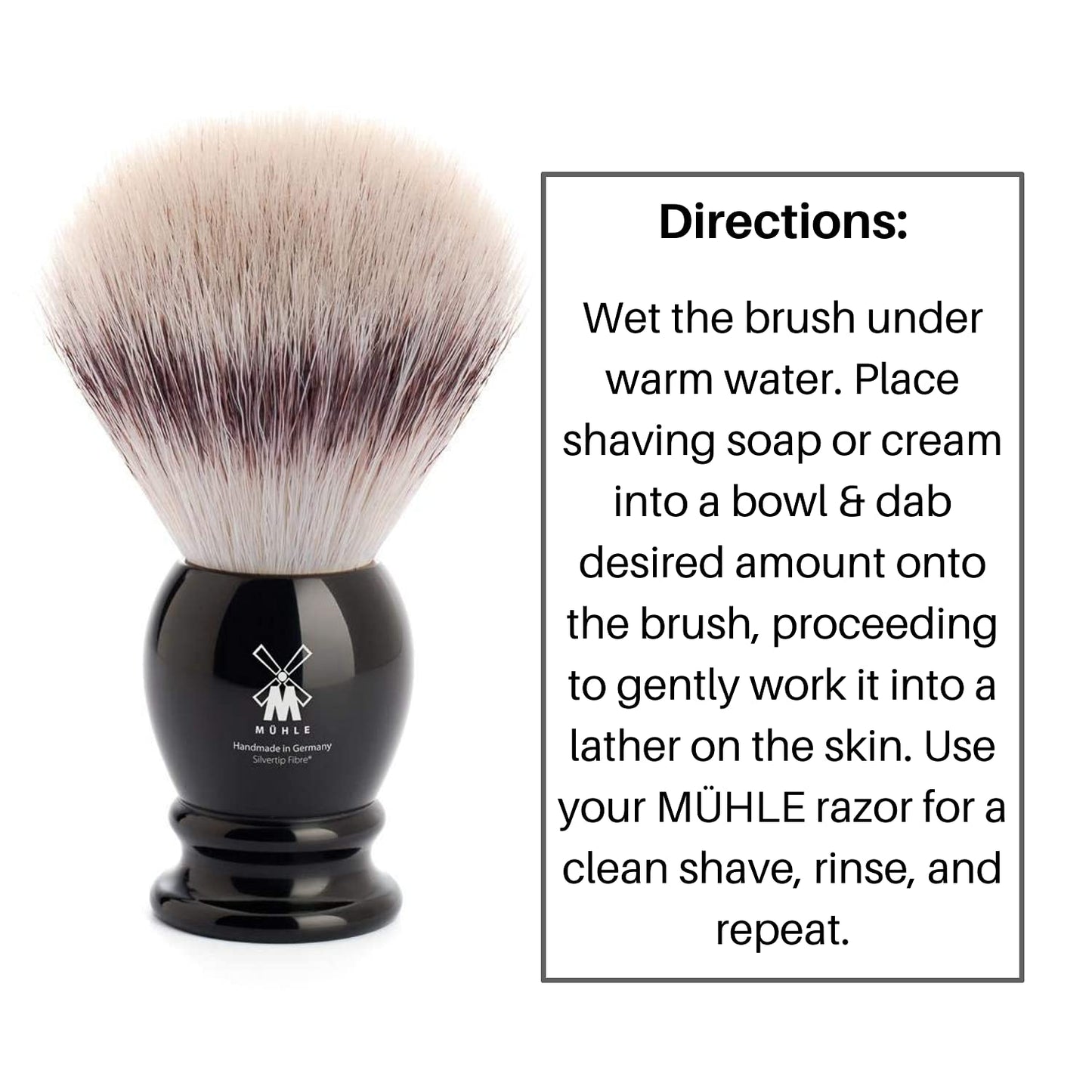 MÜHLE Classic Black Large Silvertip Fiber Shaving Brush - Synthetic Luxury Shave Brush for Men, Rich Lather Beauty and Personal Care MÜHLE