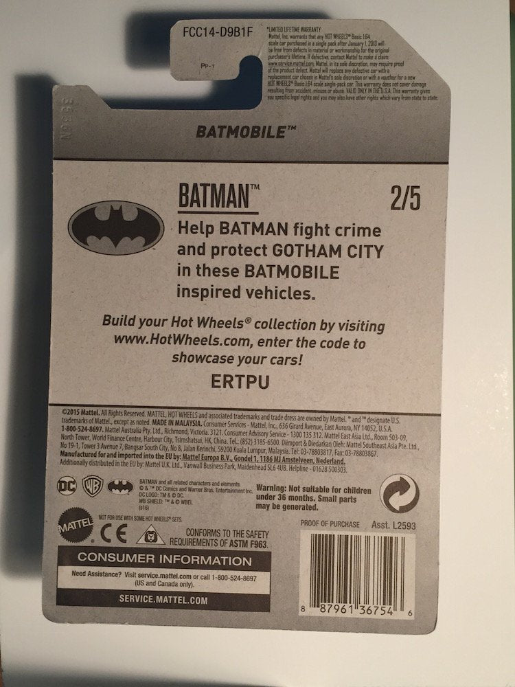 Hot Wheels 2017 Batman Batmobile (1989 Movie) 134/365, Gray