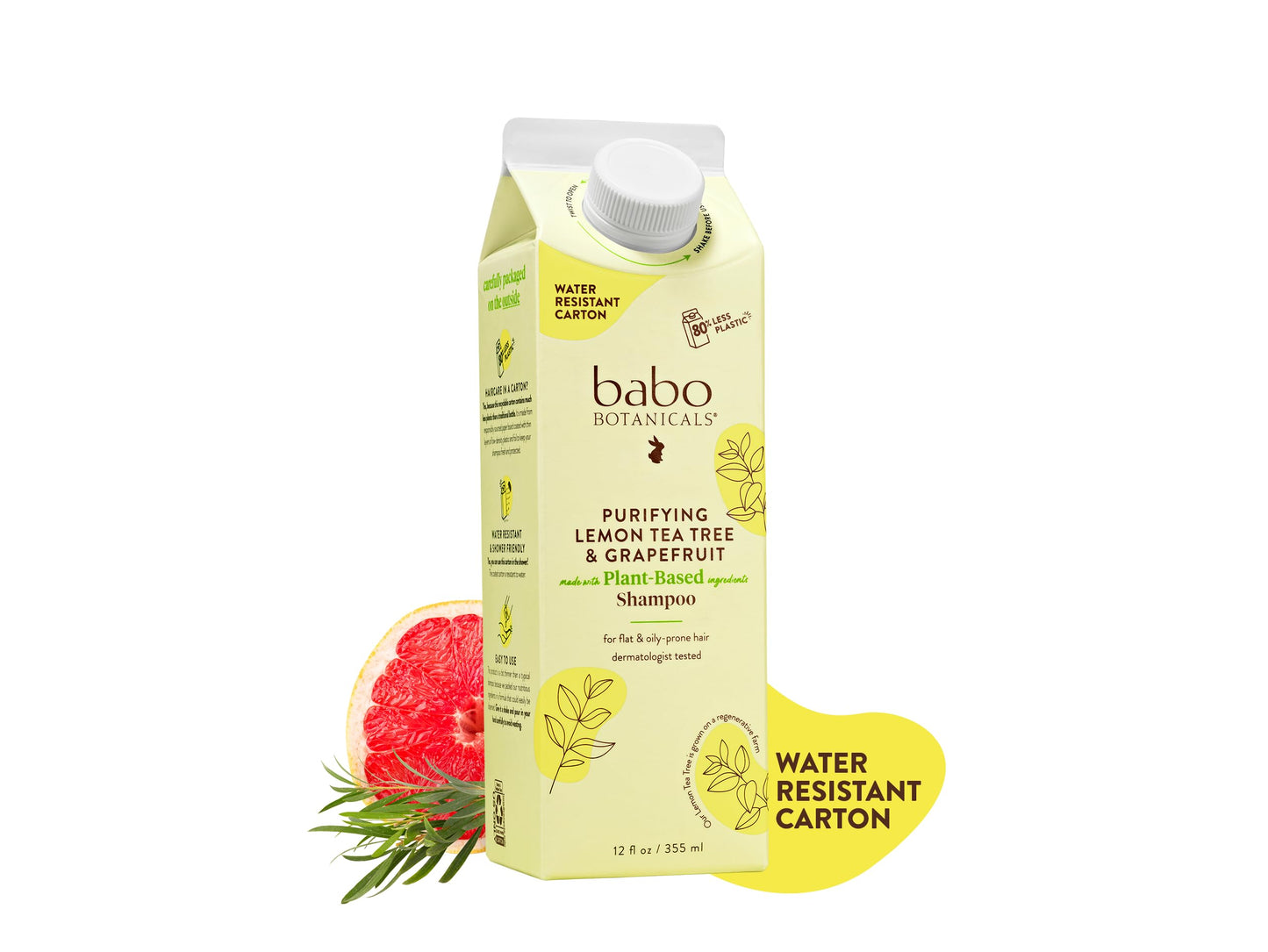 Babo Botanicals, Shampoo Purifying Lemon Myrtle Tea Tree, 12 Fl Oz
