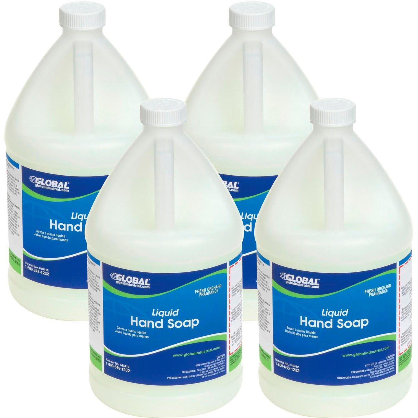 Global Industrial General Purpose Liquid Hand Soap, Fresh Orchard Scent, 1 Gallon Bottle, 4/Bottles, Commercial & Industrial Moisturizing Liquid Hand
