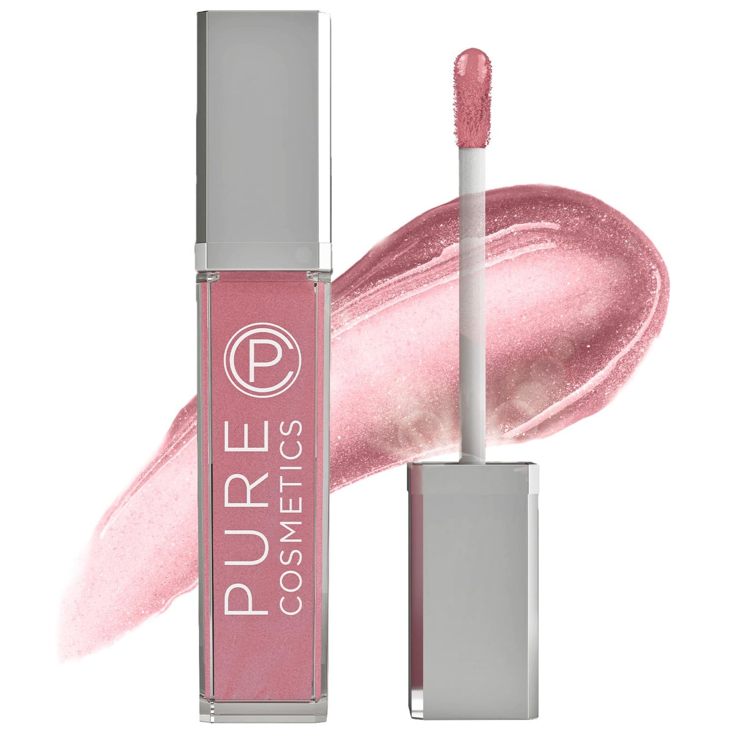 Pure Illumination Light-Up Lip Gloss with LED-Lit Applicator Brush + Side Mirror, Non-Sticky, Moisturizing Hydrating Lip Glosses with Lanolin, Jojoba