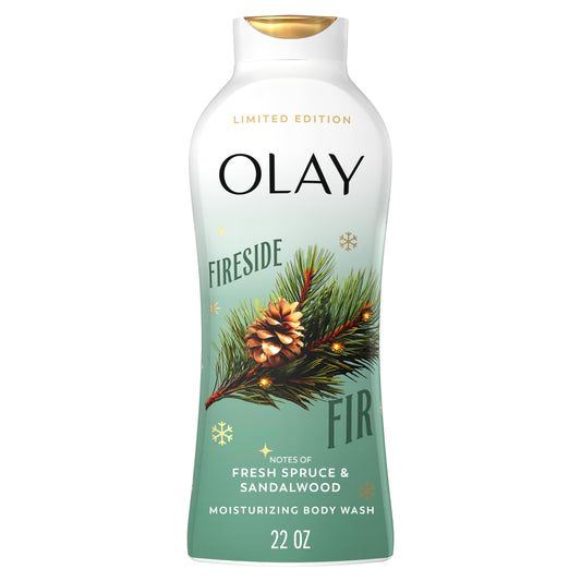 Olay Body Wash for Women, Hydrating & Moisturizing, Holiday Edition, With Plant Based Cleansers, B3 Complex, For All Skin Types, Fireside Fir