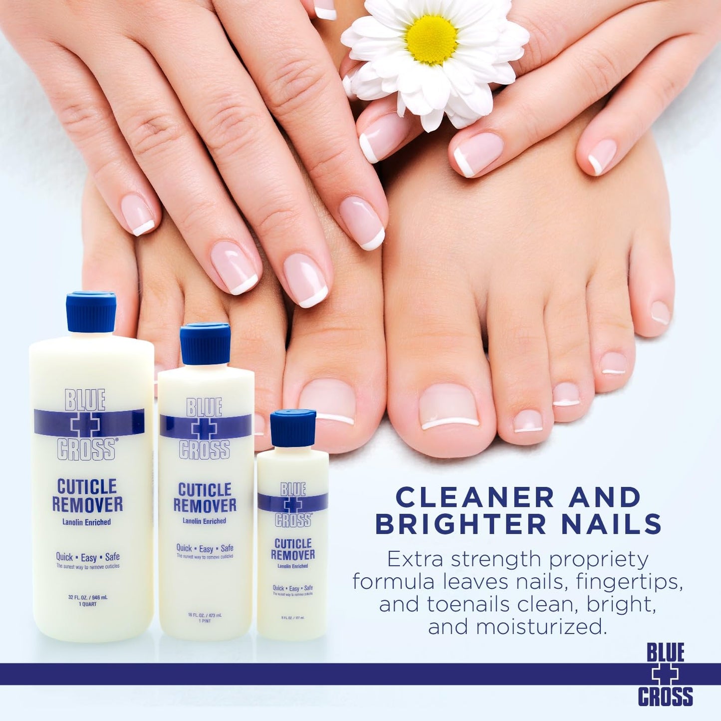 Cuticle Remover & Softener Liquid for Nails - Blue Cross Professional Nail Care with Lanolin, Hydrating Treatment for Dry Cuticles & Hangnails, Made Beauty and Personal Care Blue Cross