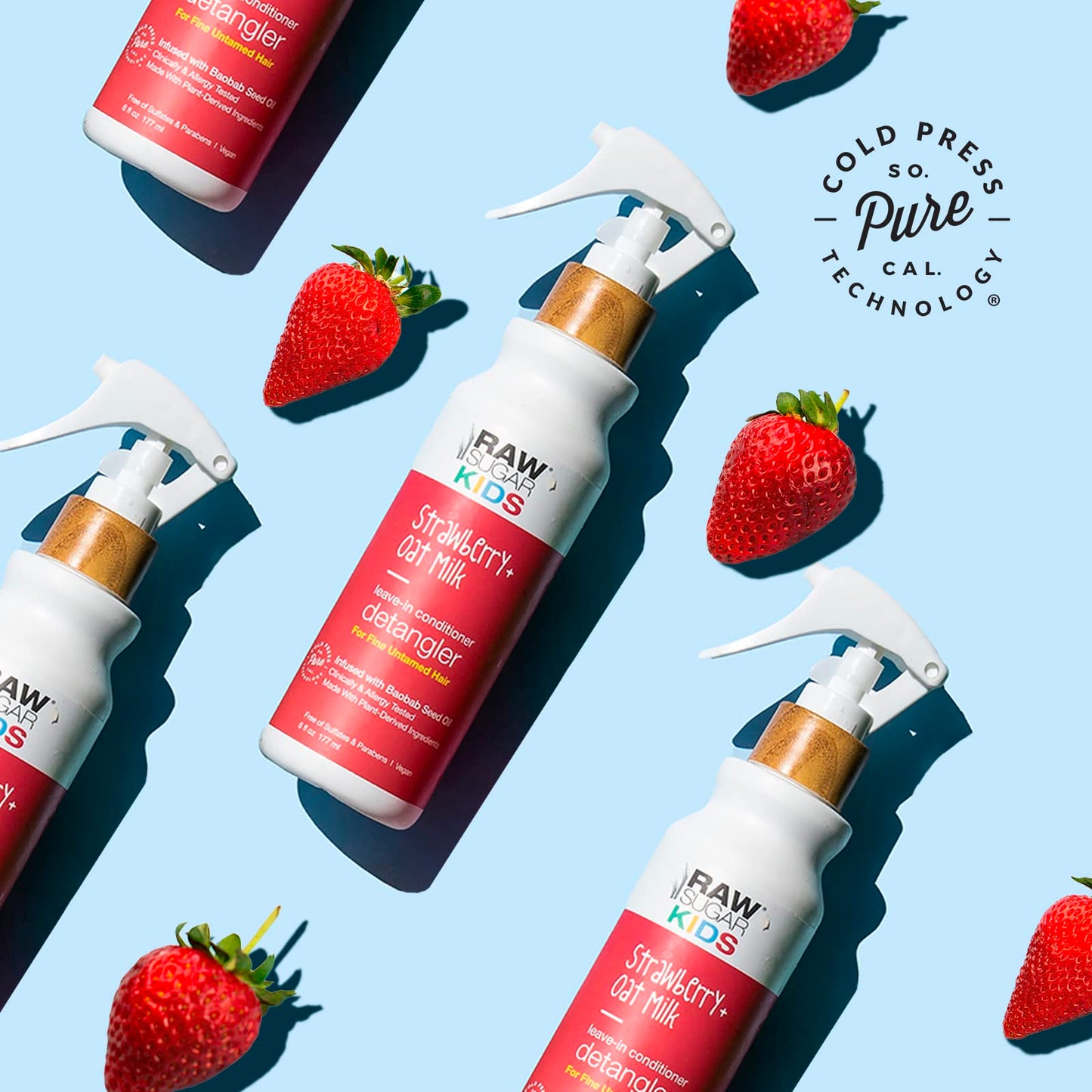 Raw Sugar, Kids Conditioning Detangler, Strawberry, Oat Milk, 6 Fl Oz