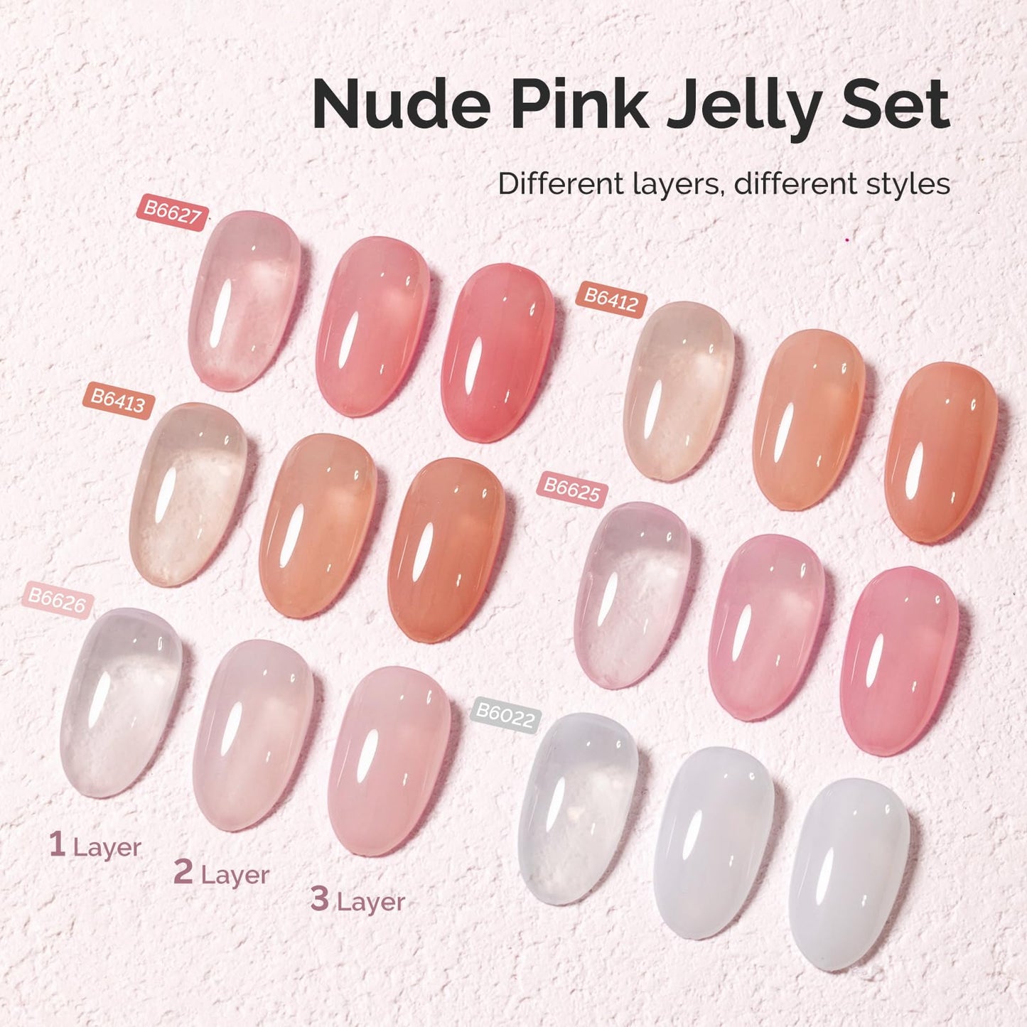 MelodySusie Jelly Gel Nail Polish Set,6 Transparent Colors,Milky or Jelly Texture,Classic Basic Colors Soak Off UV LED Light Cure or Salon Manicure Beauty and Personal Care MelodySusie