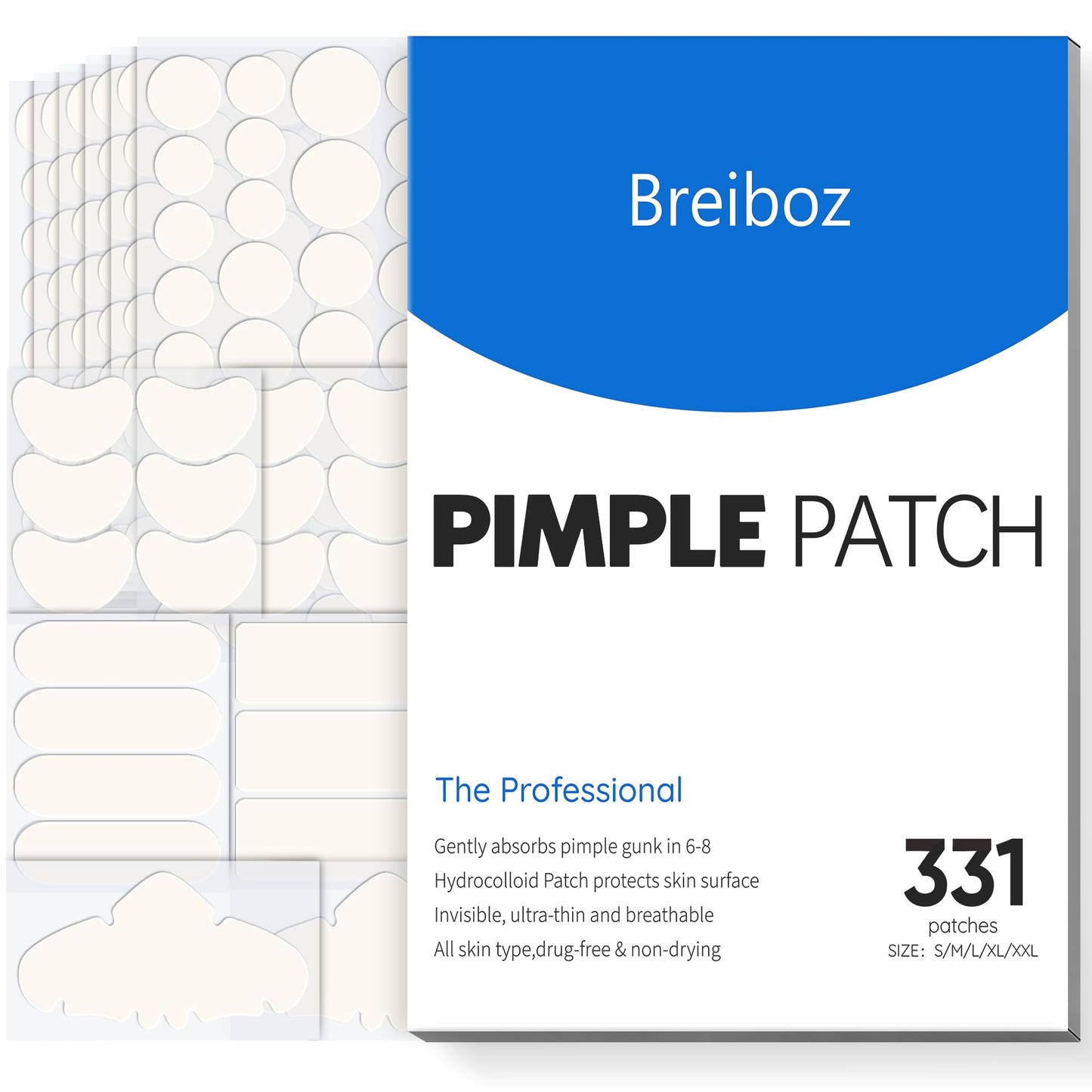 Pimple Patches for Face & Body,331 Patches Variety Pack w/ Large Sizes,Invisible Hydrocolloid Acne Patch with Tea Tree Oil & Salicylic Acid,Overnight