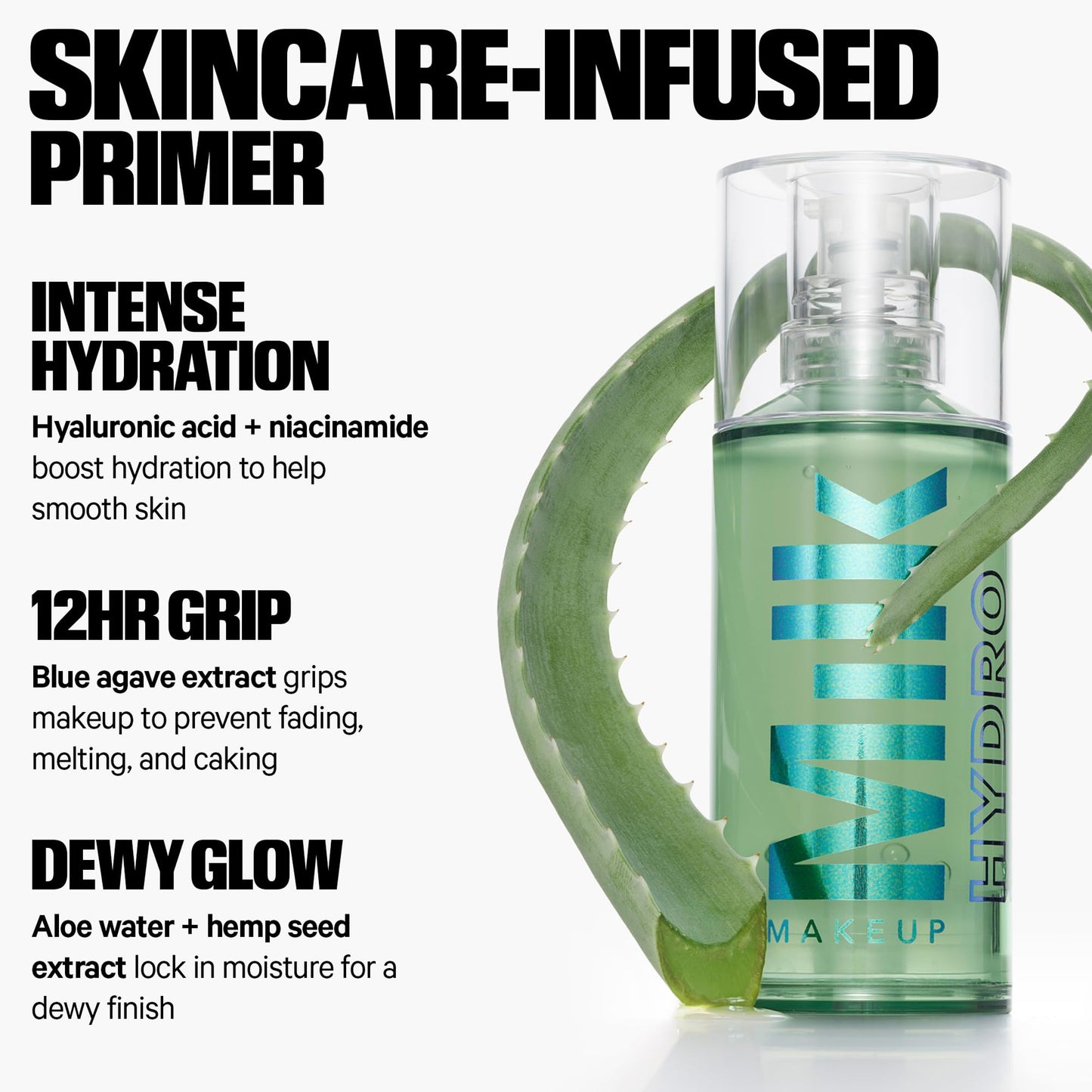 Milk Makeup Hydro Grip Primer with Hyaluronic Acid + Niacinamide - Hydrating Face Primer Grips Makeup for Up to 12 Hours - Silicone-Free, Lightweight