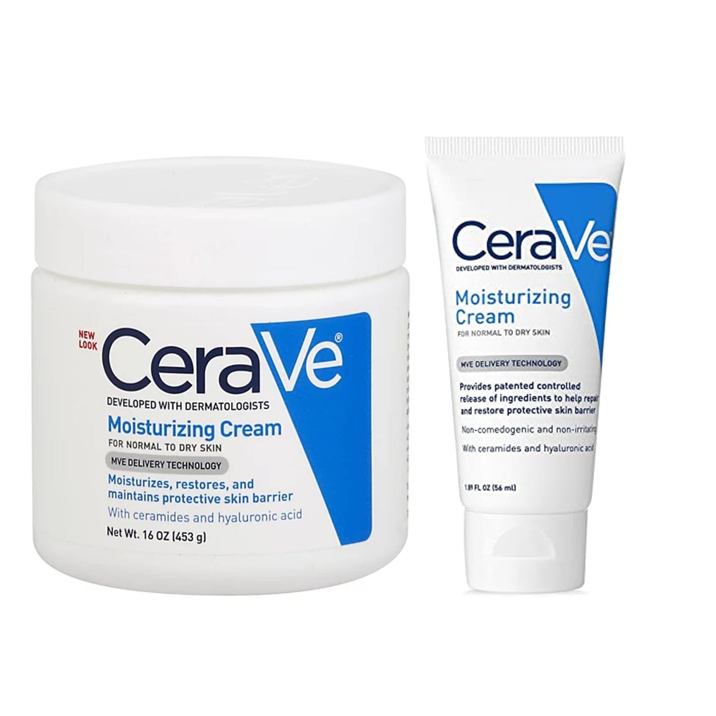 CeraVe Moisturizing Cream Combo Pack | Contains 16 Ounce with Pump and 1.89 Ounce Travel Size | Fragrance Free