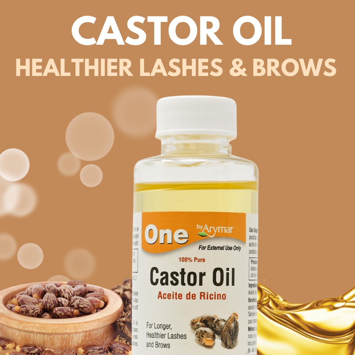 Arymar 100% Pure Castor Oil Cold Pressed and Natural Moisturizer for Hair Skin and Scalp 2 Fl Oz