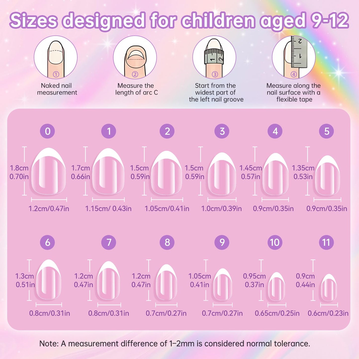 krofaue 240Pcs Kids Press on Nails with Handle - Short Fake Nails for Girls 12 Sizes Soft Gel Nail Tips for Safe & Fun DIY Nail Tips Art for Children Beauty and Personal Care krofaue