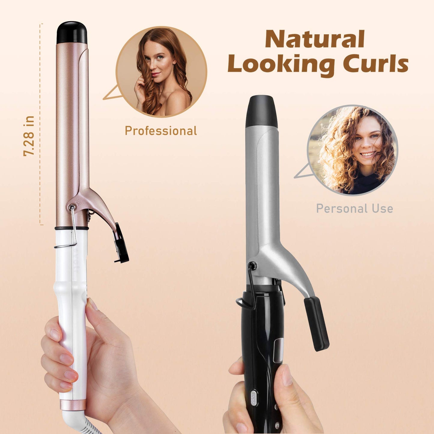 1.25 Inch Curling Iron Hair Curler with Ceramic Coating Barrel, Professional Curling Wand Instant Heat up to 450°F, LCD Display with 9 Heat Setting