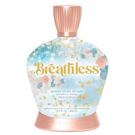 Designer Skin Breathless Shimmer Natural Bronzer Tanning Lotion 13.5 fl oz with 2 packets of Rue La La and Body Stickers