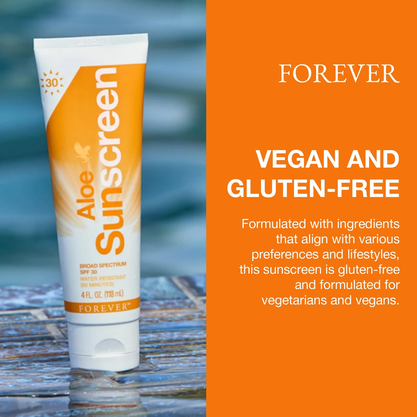 Forever Living - Aloe Sunscreen SPF 30 - with Aloe Vera, Water-Resistant Broad Spectrum UVA and UVB Defense, 4 fl oz