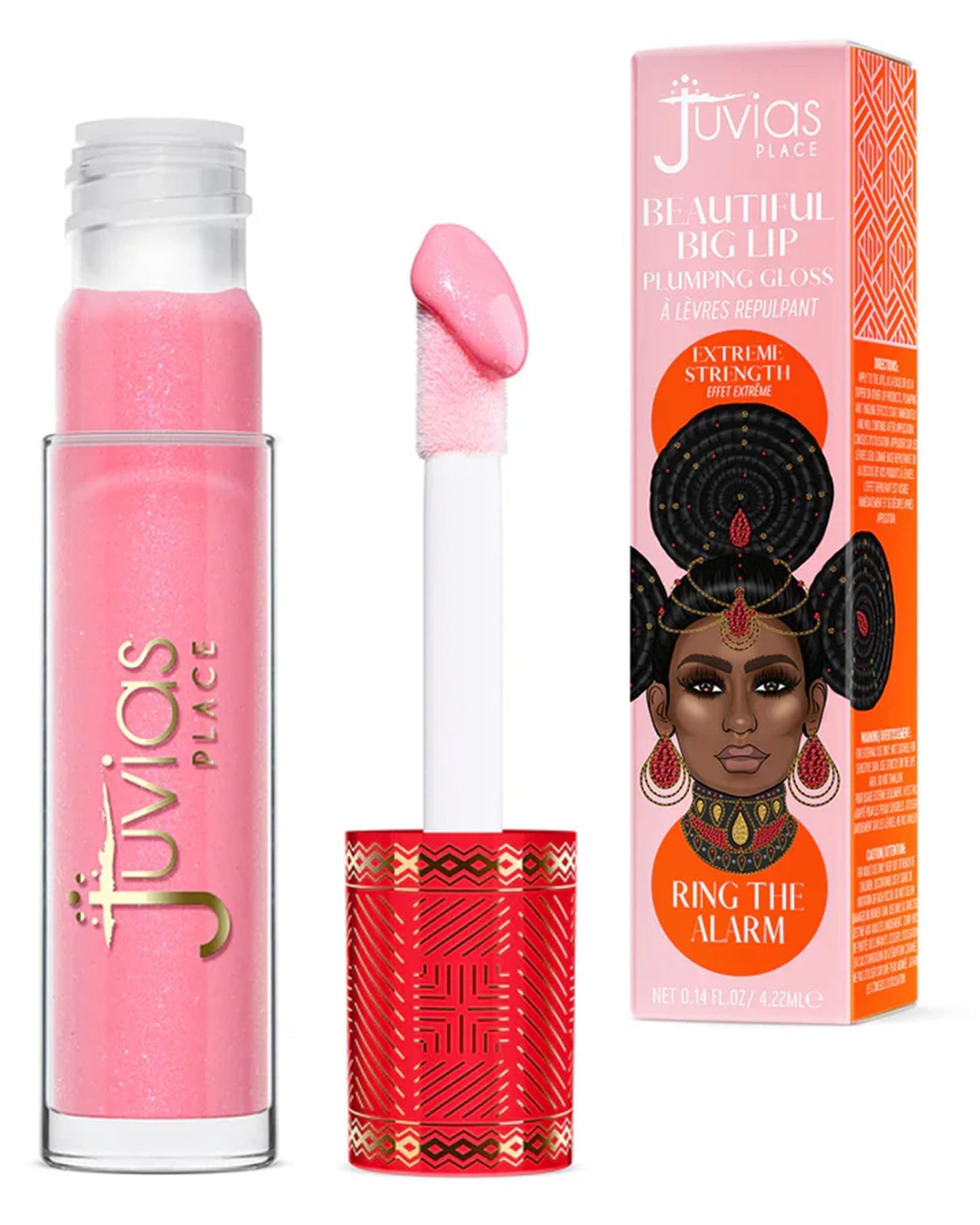 Juvia's Place Beautiful Big Lip Plumper - Ring The Alarm | Stunning Pink Shimmer Gloss for Full, Defined Lips | Plumping, Hydrating & High-Shine
