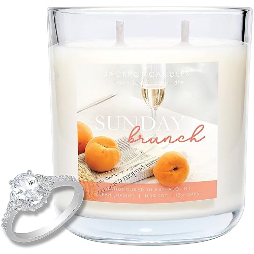 Jackpot Candles Sunday Brunch Candle with Ring Inside (Surprise Jewelry Valued at 15 to 5,000 Dollars) Ring Size 7