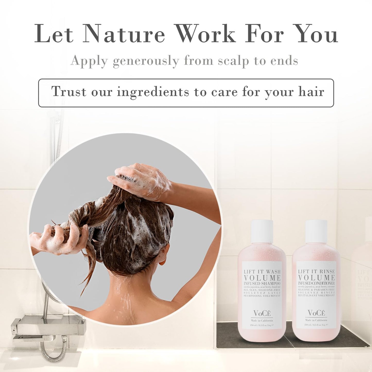 VoCÊ Haircare Volume Shampoo & Conditioner Bundle | Lift it Wash & Rinse Duo for Fine to Medium Hair, Volumizing with Swertia Japonica, Brazil Nut Oil