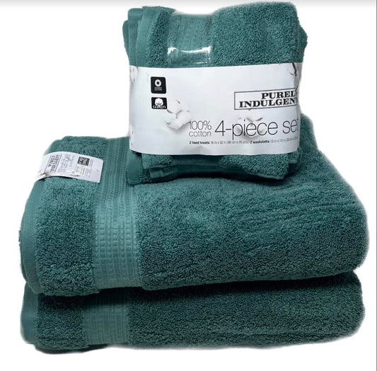 Purely Indulgent 100% HydroCotton | Includes: 2 Luxury Bath Towels, 2 Hand Towels & 2 Washcloths | Quality, Ultra Soft Towel Set | 6 Piece Set (Green)