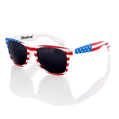 SHADERZ American USA Flag Retro 80's Sunglasses Classic America Patriotic Classic Sunglasses Eyewear