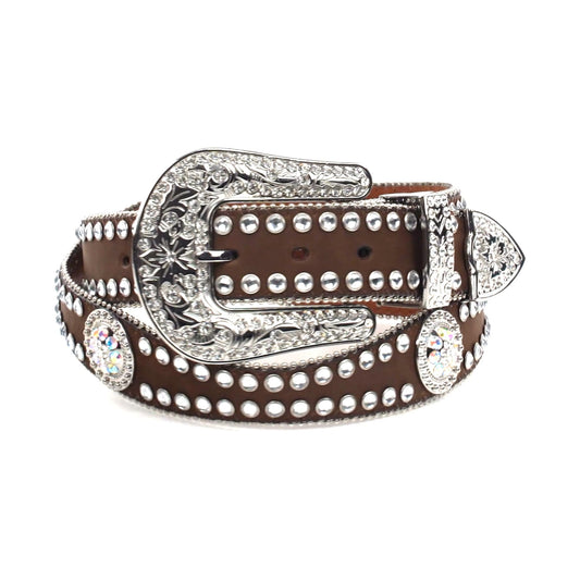 Blazin Roxx Women's Rhinestone Lined Concho Belt Med Brown X-Large