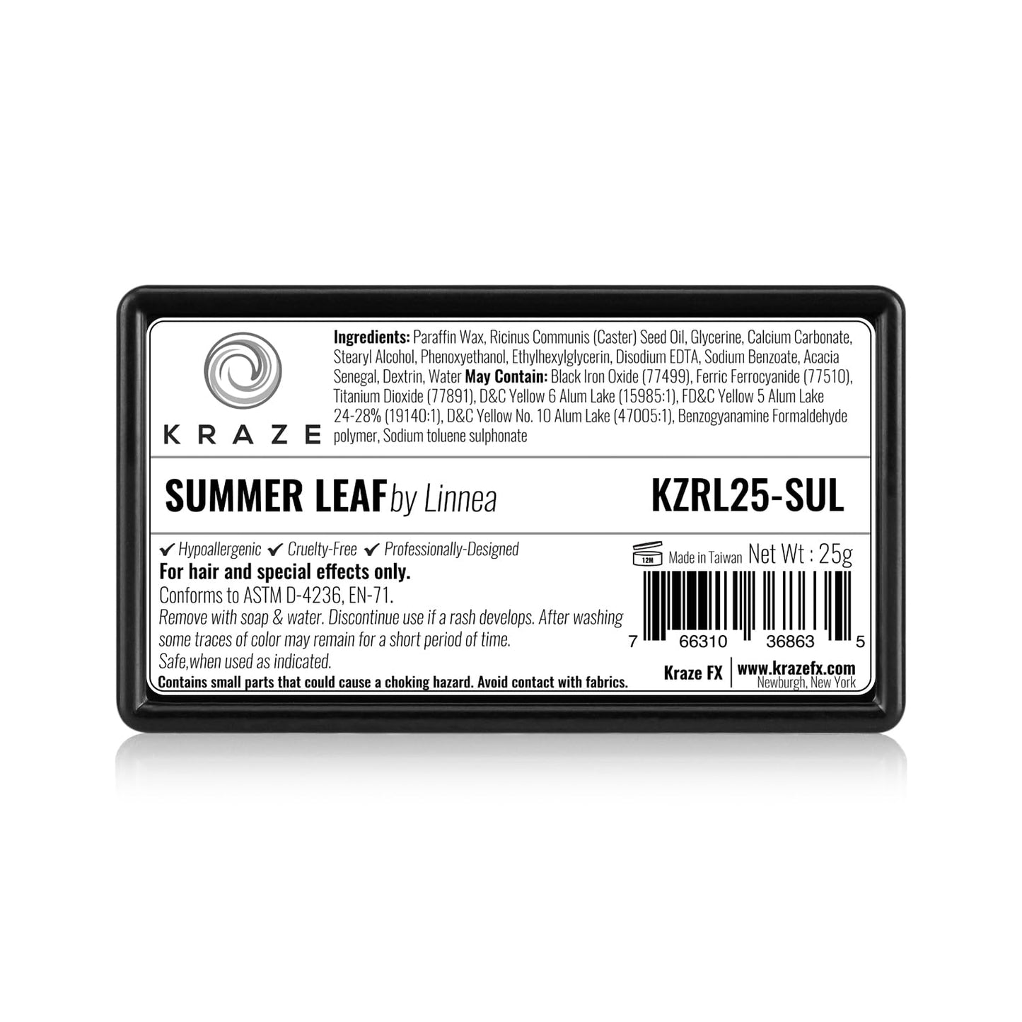 Kraze FX Dome Stroke - Summer Leaf by Linnea (25 gm), Professional 1-Stroke Split Cake, Hypoallergenic, Non-Toxic, Water Activated Face & Body