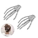 Halloween Costumes Hair Clips Accessories - Rhinestone Skeleton Hand Hair Clip Bone Hair Claws Barettes Pins Birthday Christmas Party CosplayGifts
