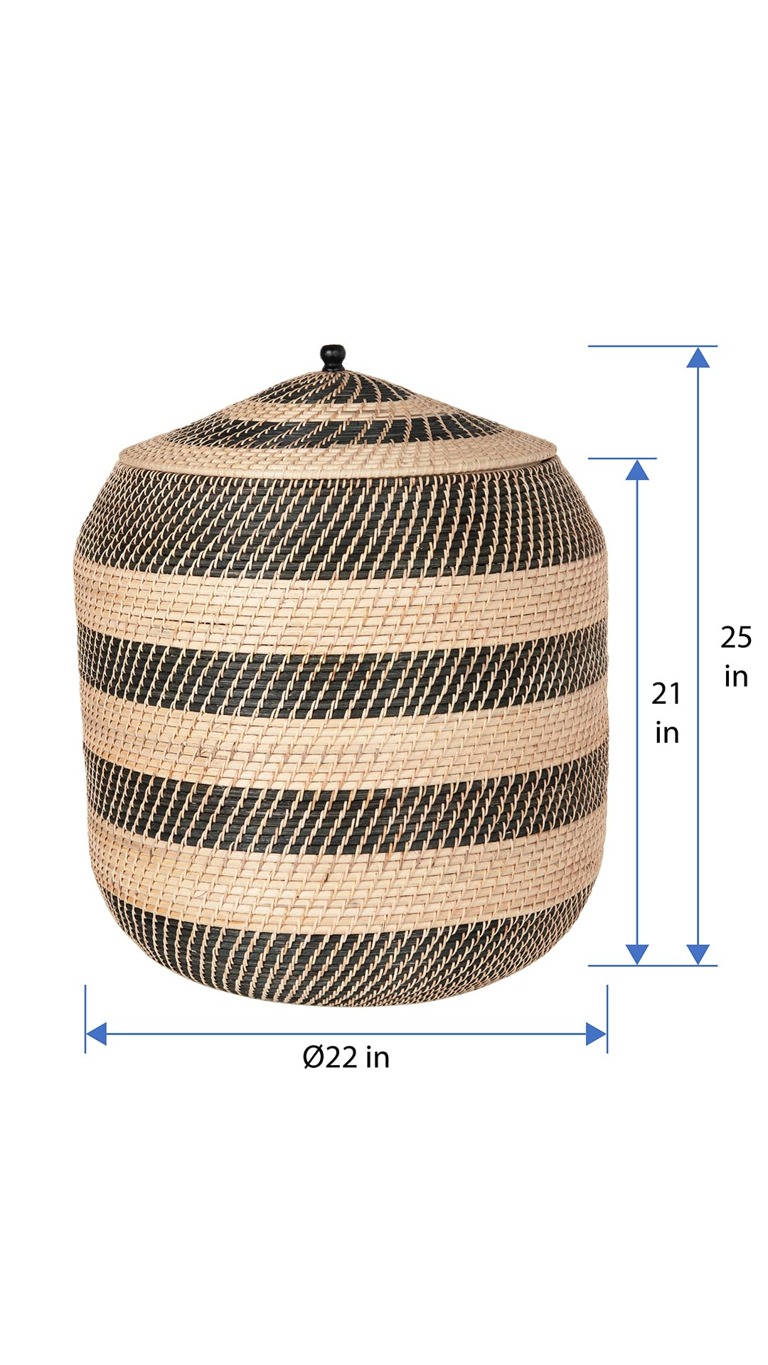 KOUBOO Extra-Large Rattan Belly, Natural-Black Storage Basket
