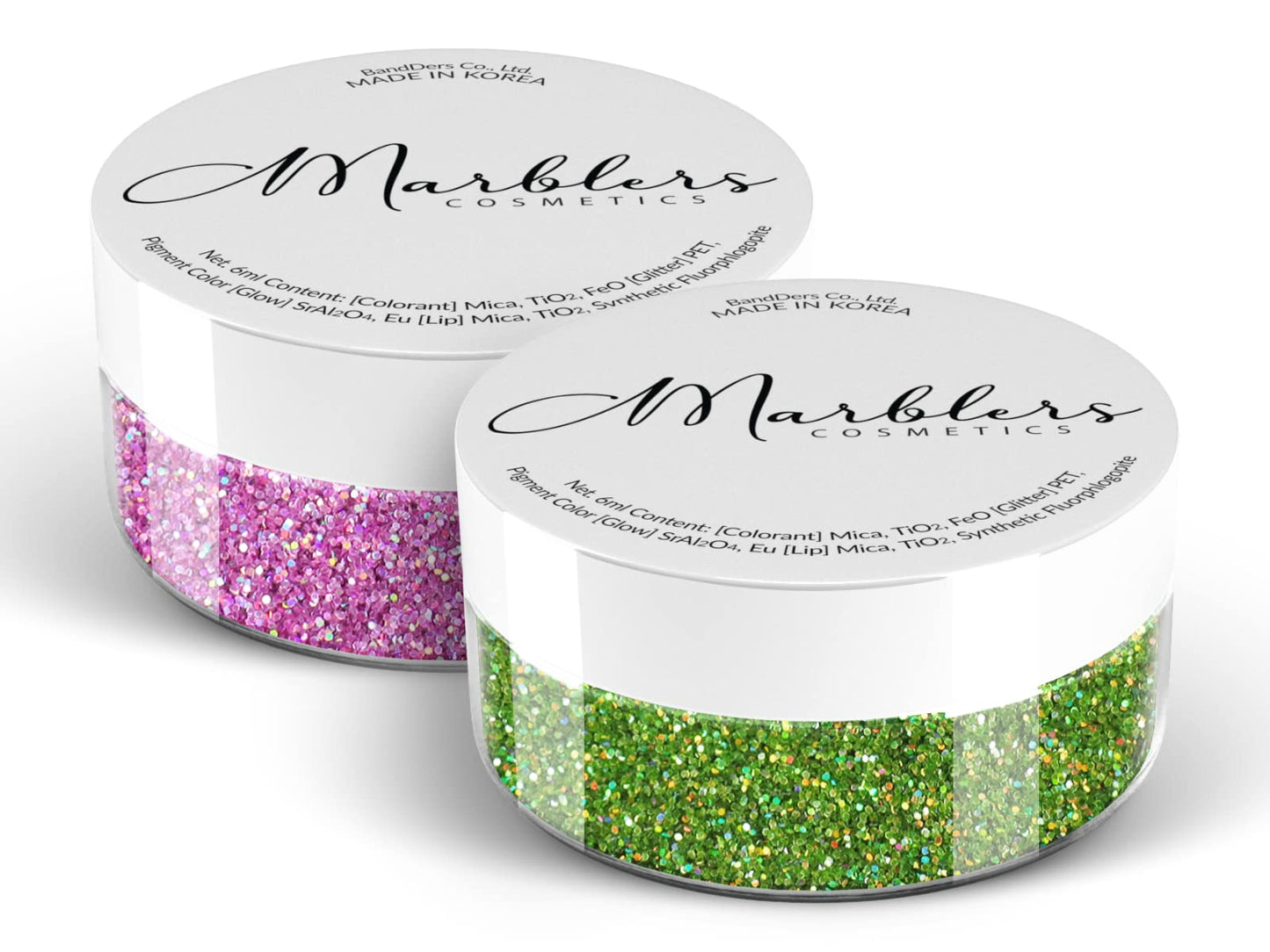 MARBLERS Twinkle Face & Body Glitter Duo [Holo Green Apple & Bubblegum] 0.36oz (10g) | Non-Toxic | Cruelty-Free | Eyeshadow, Nail Polish, Nail Art |
