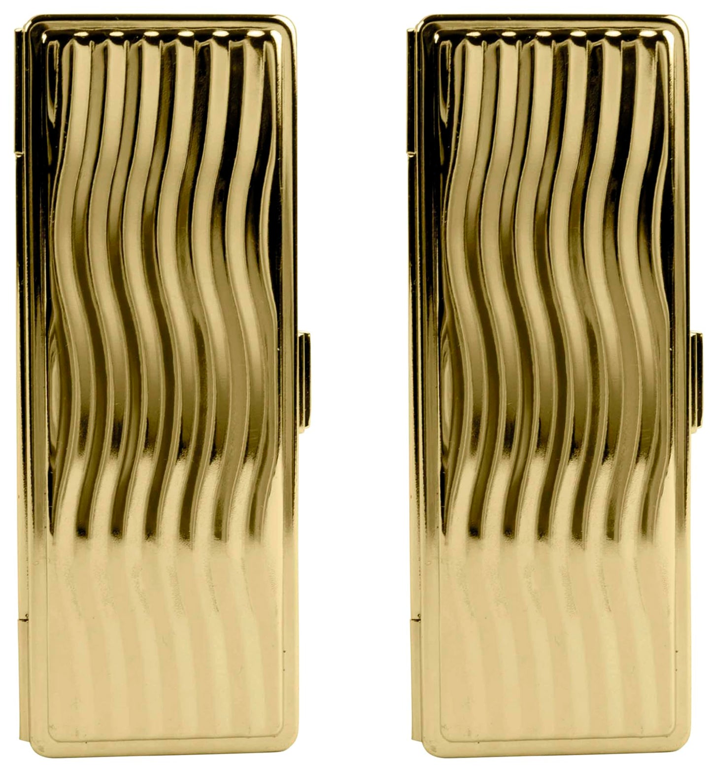 Stephanie Imports Set of 2 Rectangular Vintage Lipstick Cases With Glass Mirror (Gold Wave)