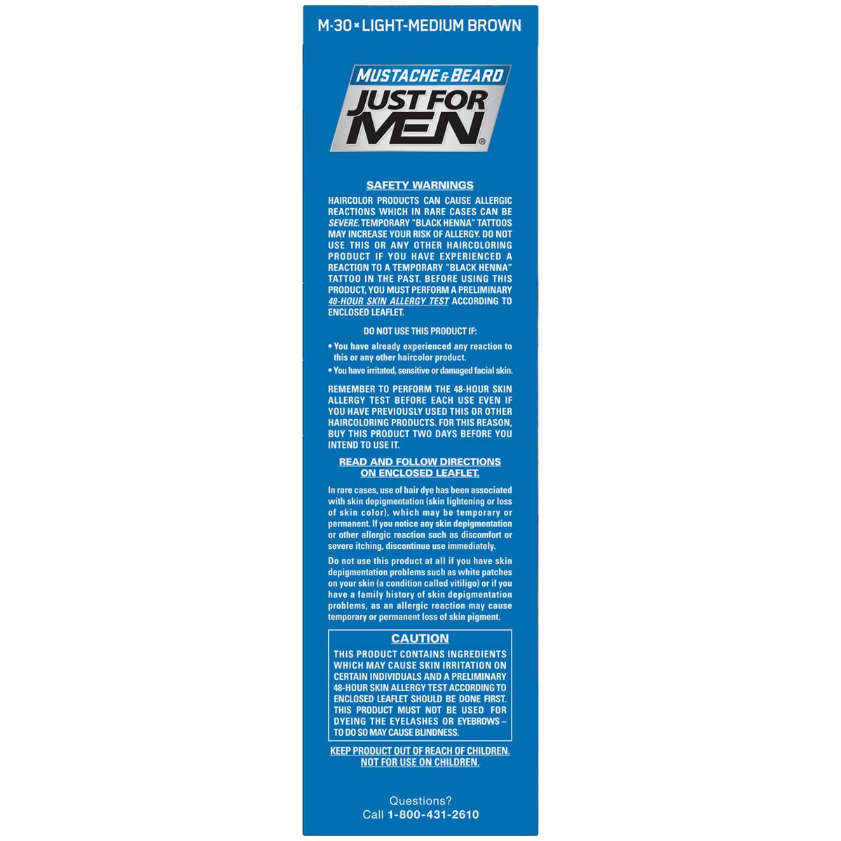 Just For Men Mustache & Beard, Beard Coloring for Gray Hair with Brush Included - Color: Light-Medium Brown, M-30