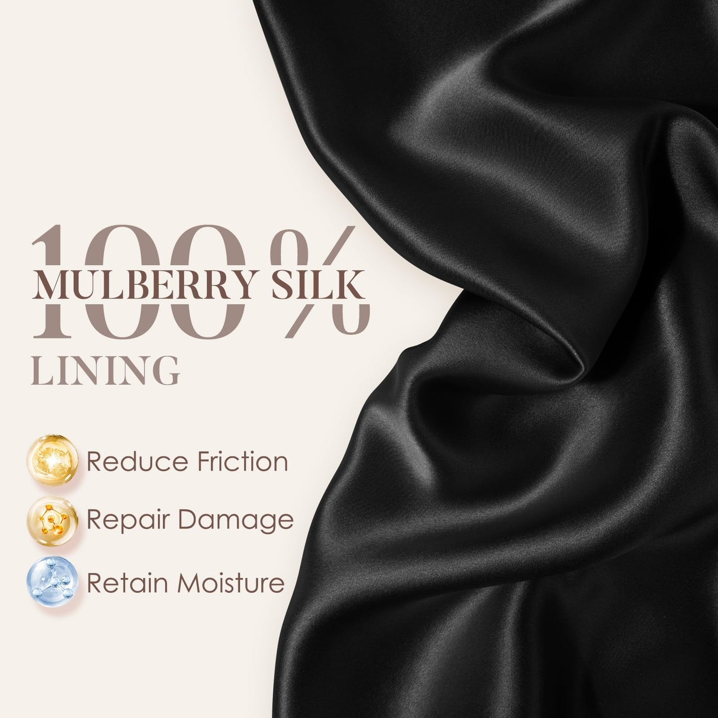 LULUSILK 100% Mulberry Silk Bonnet for Sleeping Women and Men, No More Frizzy Tangled Hair, Real Silk Sleep Cap for Curly Hair, Black, Pack of 1 Beauty and Personal Care LULUSILK