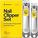 Ultra Sharp Nail Clippers Set - 2 Pack Stainless Steel Fingernail & Toenail Trimmers with Built-in Nail File for Women & Seniors (Silver)