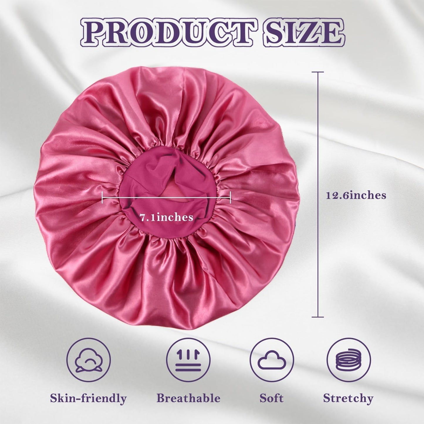ZHENSILK 2Pcs Silk Bonnet for Sleeping, Satin Hair Bonnets, Soft Elastic Band Silk Sleep Cap, Hair Wrap for Women(Peacock Blue Rose Red) Beauty and Personal Care ZHENSILK