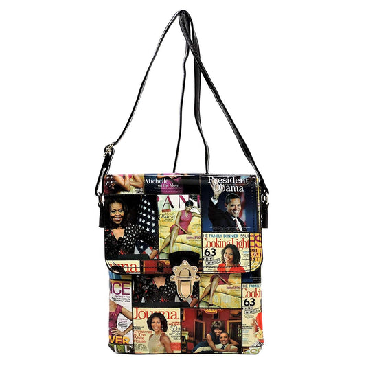 Glossy magazine cover collage cross body handbags purses clutches and wallets Michelle Obama bags (Cross body 9)