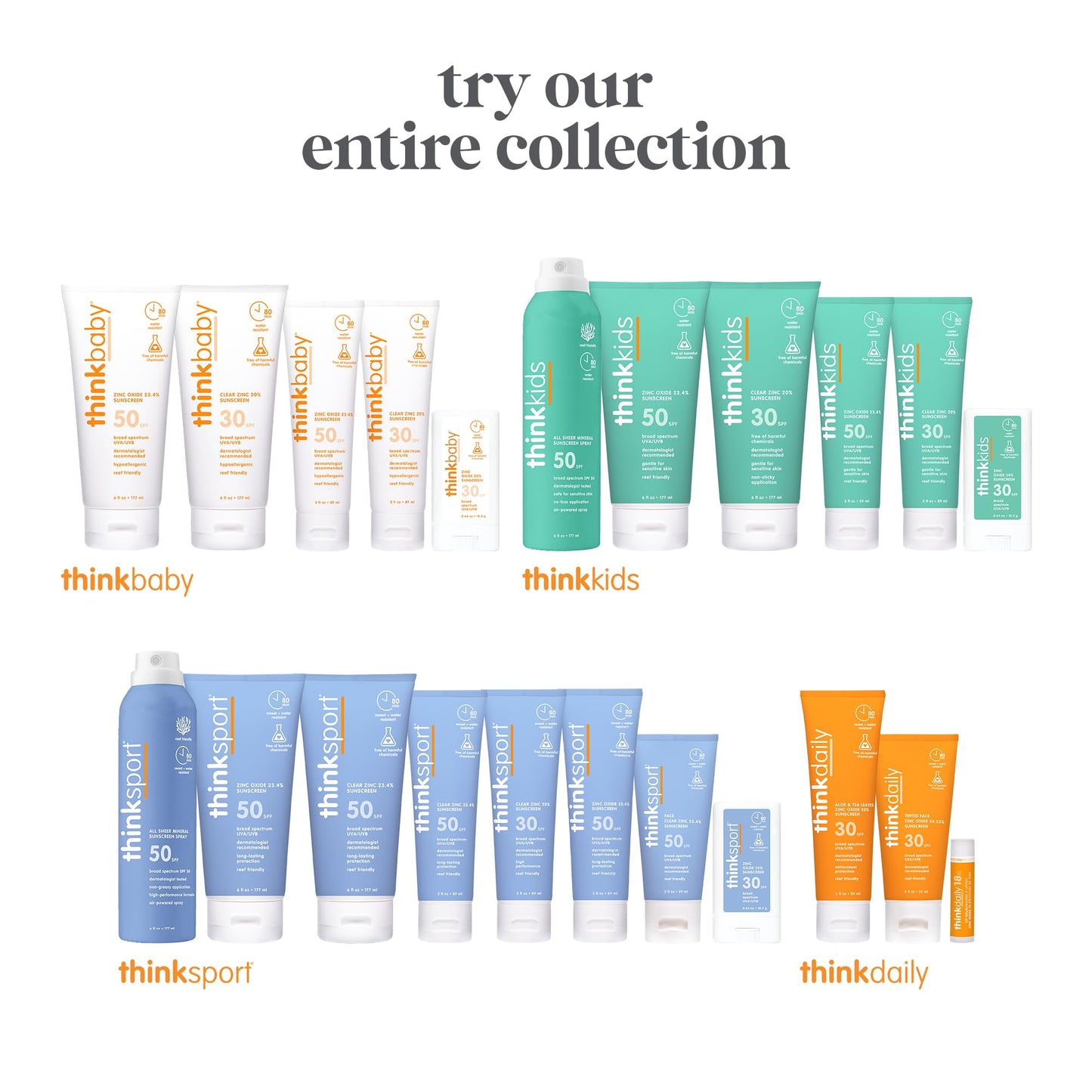 Thinksport SPF 30 Mineral Sunscreen Stick – Face & Body Sunblock, Reef Friendly, Water Resistant, Safe Natural UVA/UVB Protection, 0.64oz