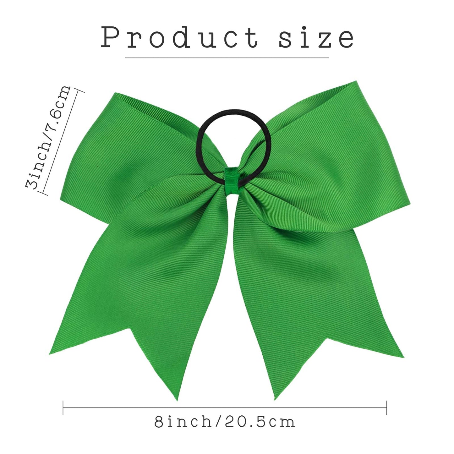 16PCS 8" Large Cheer Hair Bows Ponytail Holder Elastic Band Handmade for Cheerleading Teen Girls College Sports (Green, 1 Count (Pack of 16))