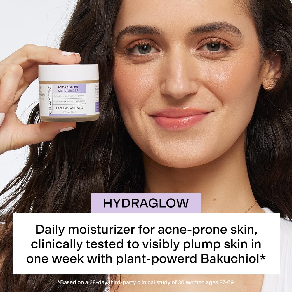 CLEARSTEM - HYDRAGLOW Stem Cell Moisturizer - Bakuchiol + Squalene - Youthful Skin Face Moisturizer - All Skin Types - Facial Skin Care Products