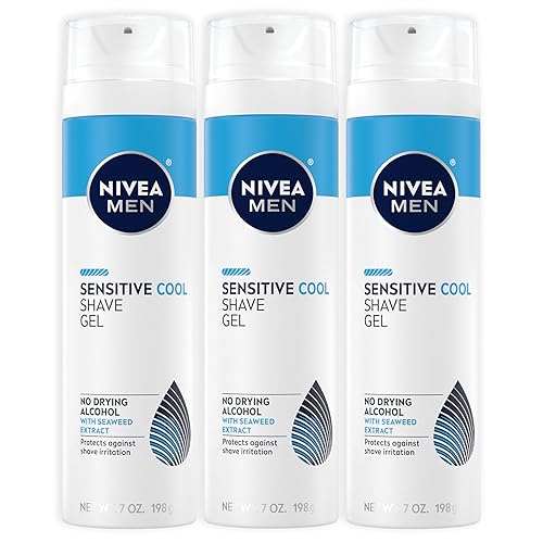 NIVEA MEN Sensitive Cooling Shave Gel with Chamomile and Seaweed Extracts, 3 Pack of 7 Oz Cans