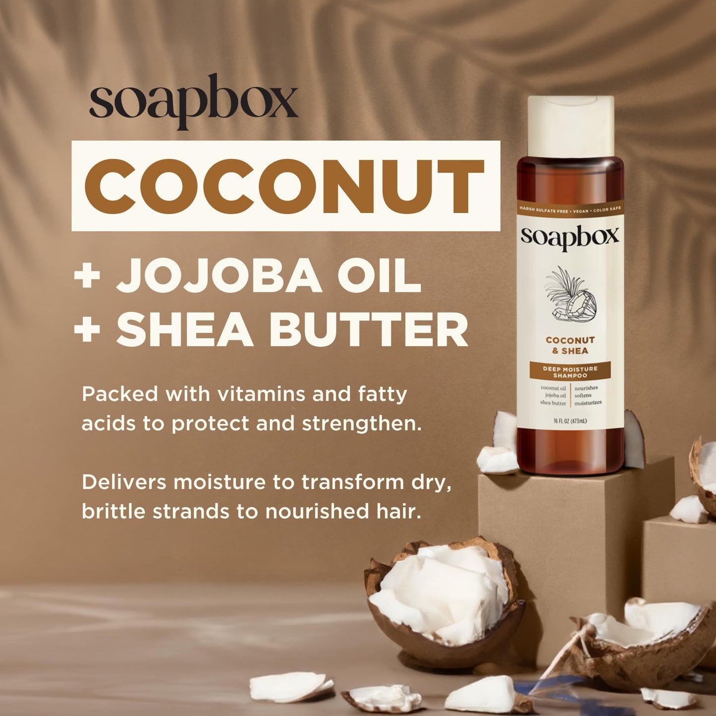 Soapbox Coconut & Shea Shampoo & Conditioner Set, For Dry, Damaged Hair - Nourishes & Moisturizes Hair - Clean Ingredients Free of Harsh Chemicals