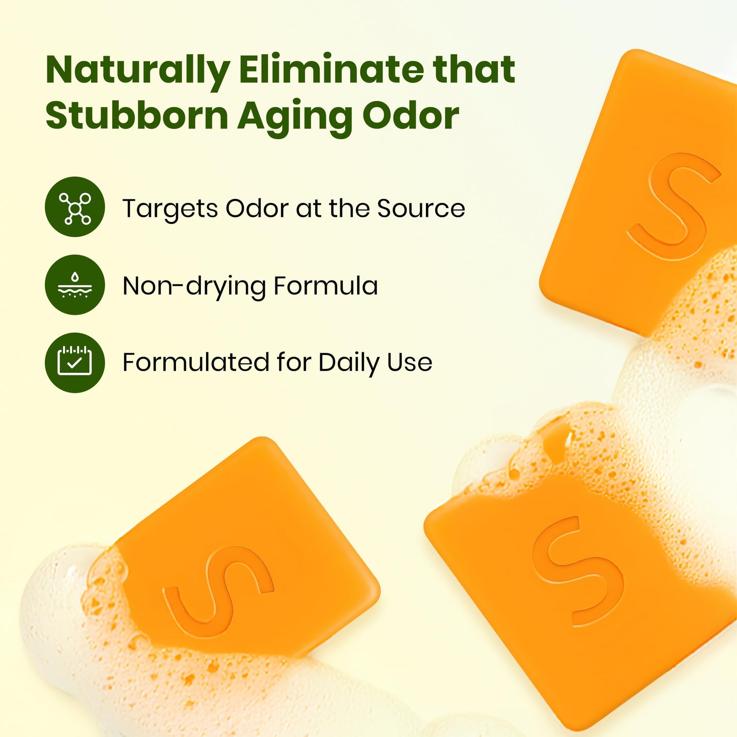 Swarva Japanese Persimmon Cleanser Bar 6 Pack Bundle for Body Odor, Solution for Old People Smell - Natural Ingredient Body Bars, Organic Formula Beauty and Personal Care Swarva