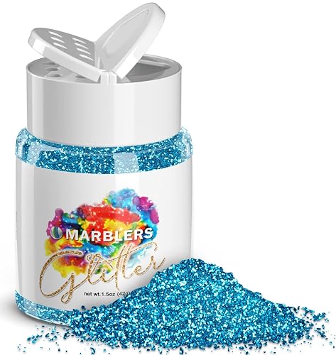 MARBLERS Twinkle Glitter [Aqua Blue] 1.5oz (42g) | Fine | Non-Toxic, Vegan, Cruelty-Free | Face, Body, Eyeshadow, Hair, Festival, Party Makeup | Nail