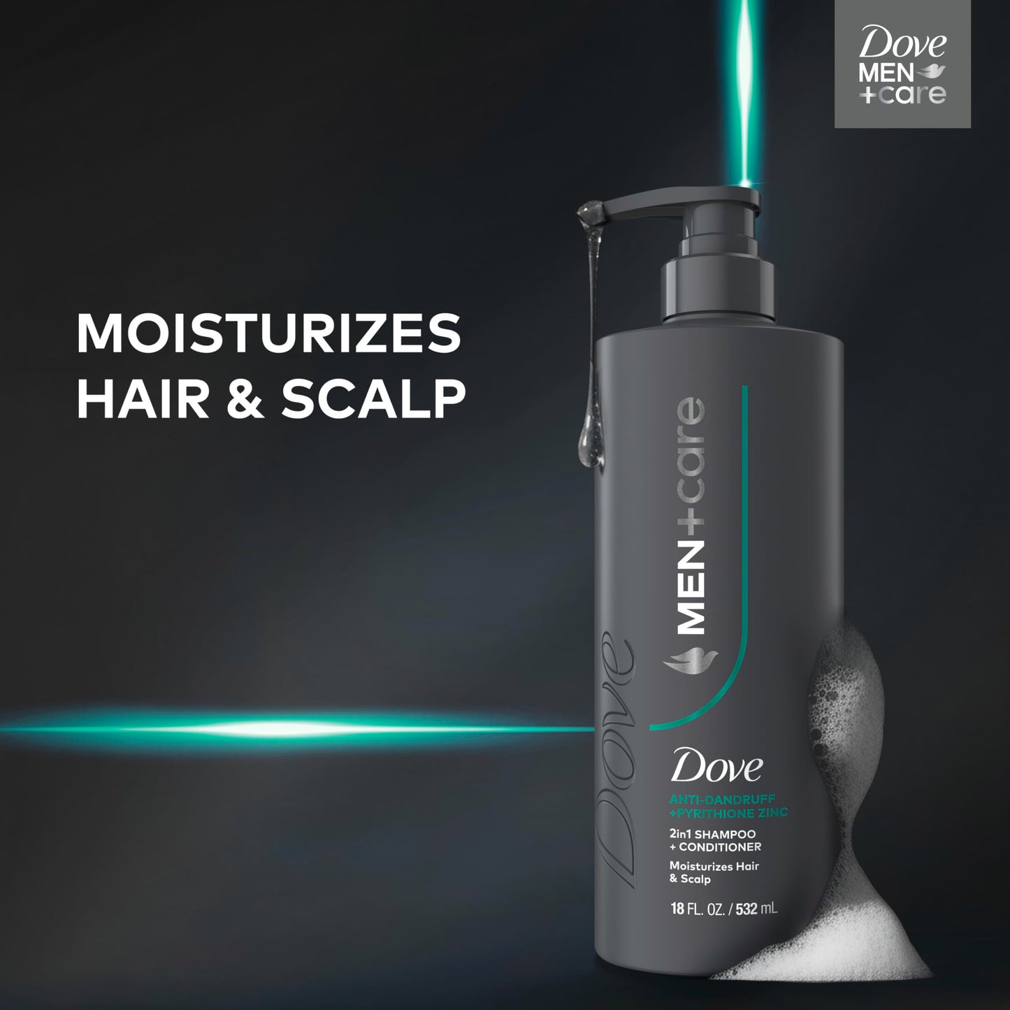 Dove Men+Care 2-in-1 Shampoo + Conditioner 1 ct Dandruff Defense to Moisturize Hair & Scalp, with Pyrithione Zinc, 18 FL OZ Beauty and Personal Care DOVE MEN + CARE