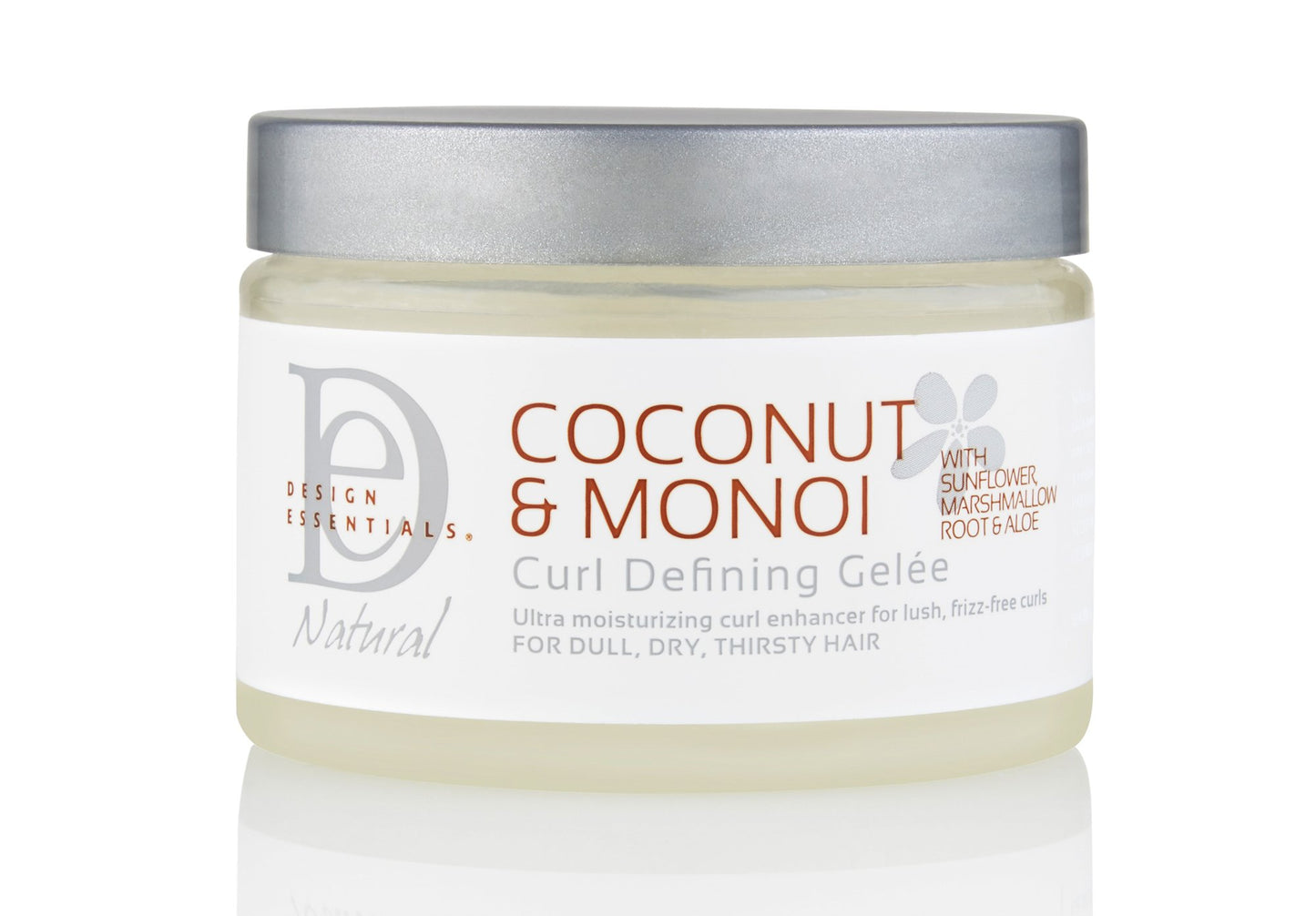 Design Essentials Natural Coconut & Monoi Curl Defining Gelée with Sunflower Oil, Lightweight Frizz Control for Curly & Coily Hair, 12 oz