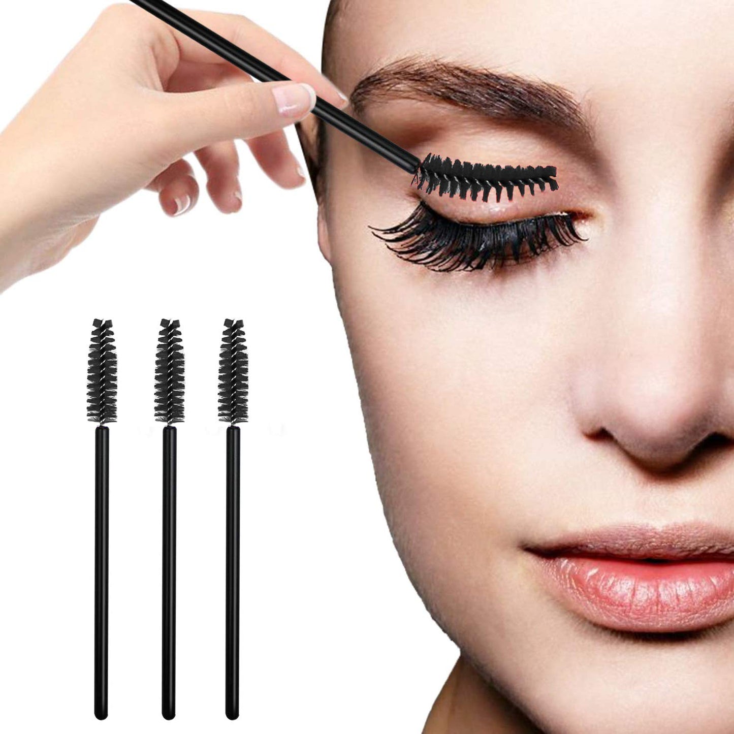 GUMIKE 100 Pcs Disposable Eyelash Mascara Brushes for Eye Lashes Extension Eyebrow and Makeup (Black) Beauty and Personal Care GUMIKE
