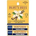 Burt's Bees Lip Balm - Vanilla Bean, Lip Moisturizer With Responsibly Sourced Beeswax, Tint-Free, Natural Origin Conditioning Treatment, 2 Tubes, 0.15