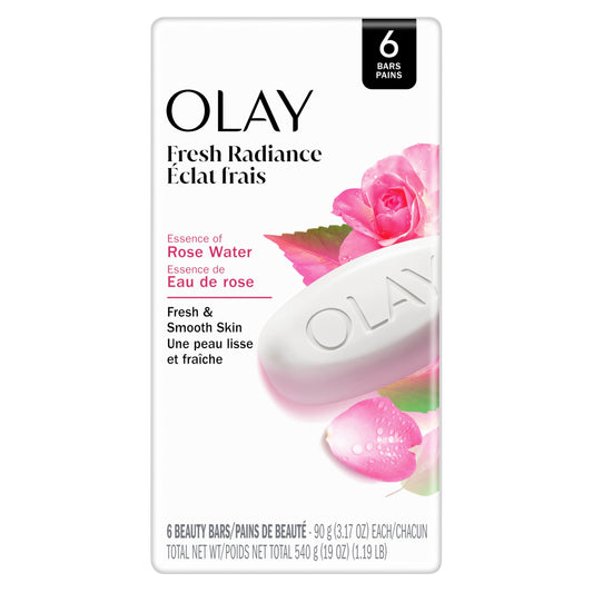 Olay Beauty Bar, Fresh Radiance, Nourishing & Refreshing Formula, Pampering for Smooth & Gentle Skin, Vitamin B3 Complex, Essence of Rose Water Scent